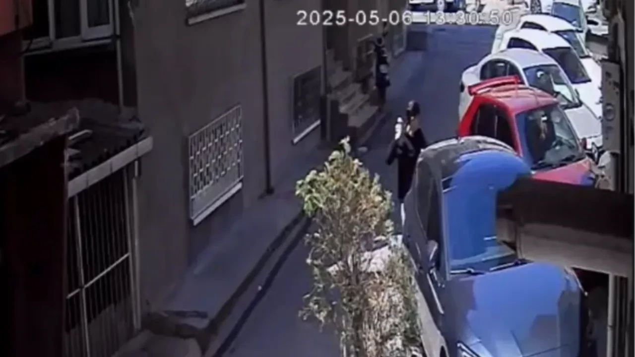 Park halindeki araca taş ve yumruklarla saldırdı! İlginç anlar kamerada 