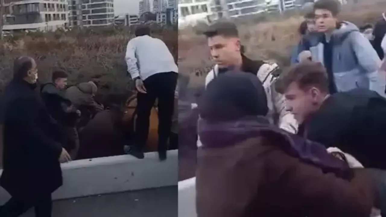 Ankara’da lise önünde kavga kamerada: Öğrenciler birbirine girdi