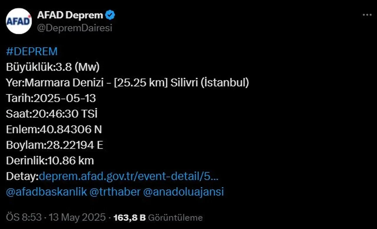 İstanbul'da deprem! AFAD duyurdu
