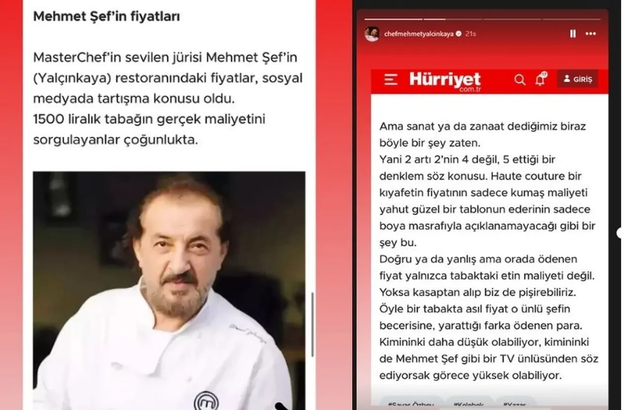 MasterChef jürisi Mehmet Yalçınkaya, restoranındaki fiyatları eleştirenlere cevap verdi 