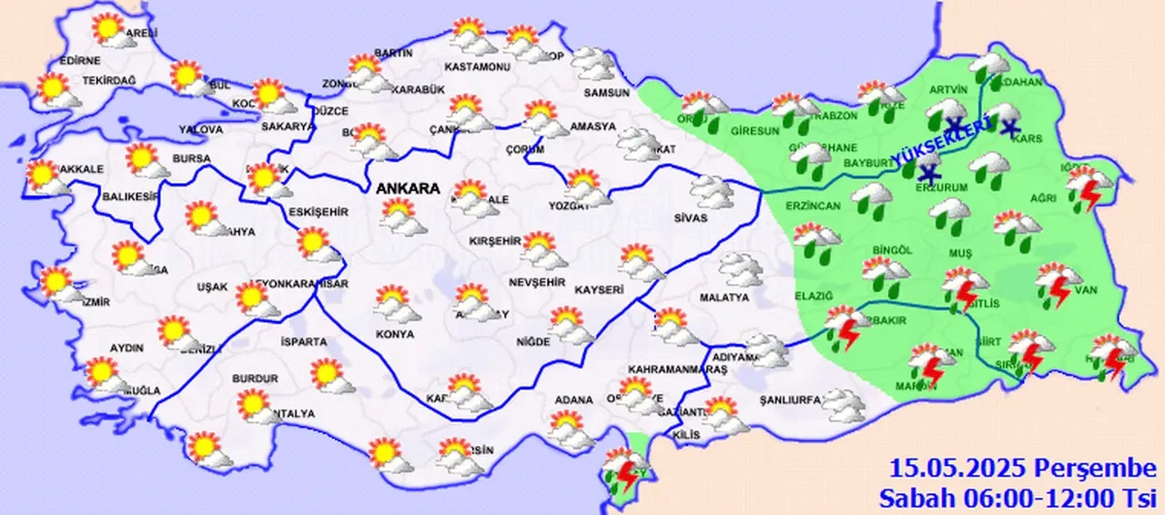 Meteoroloji saat verdi: Kuvvetli sağanak ve mayıs ayında kar uyarısı! İşte 15 Mayıs il il hava durumu