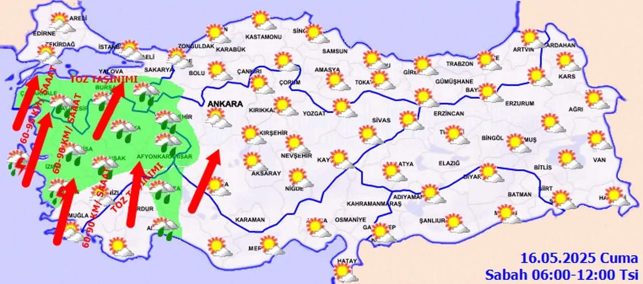 Meteoroloji'den 10 il için turuncu ve sarı alarm: Saatte 90 kilometreyi bulan fırtına kopacak! İşte il il 16 Mayıs hava durumu