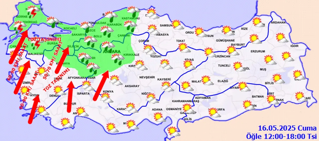 Meteoroloji'den 10 il için turuncu ve sarı alarm: Saatte 90 kilometreyi bulan fırtına kopacak! İşte il il 16 Mayıs hava durumu