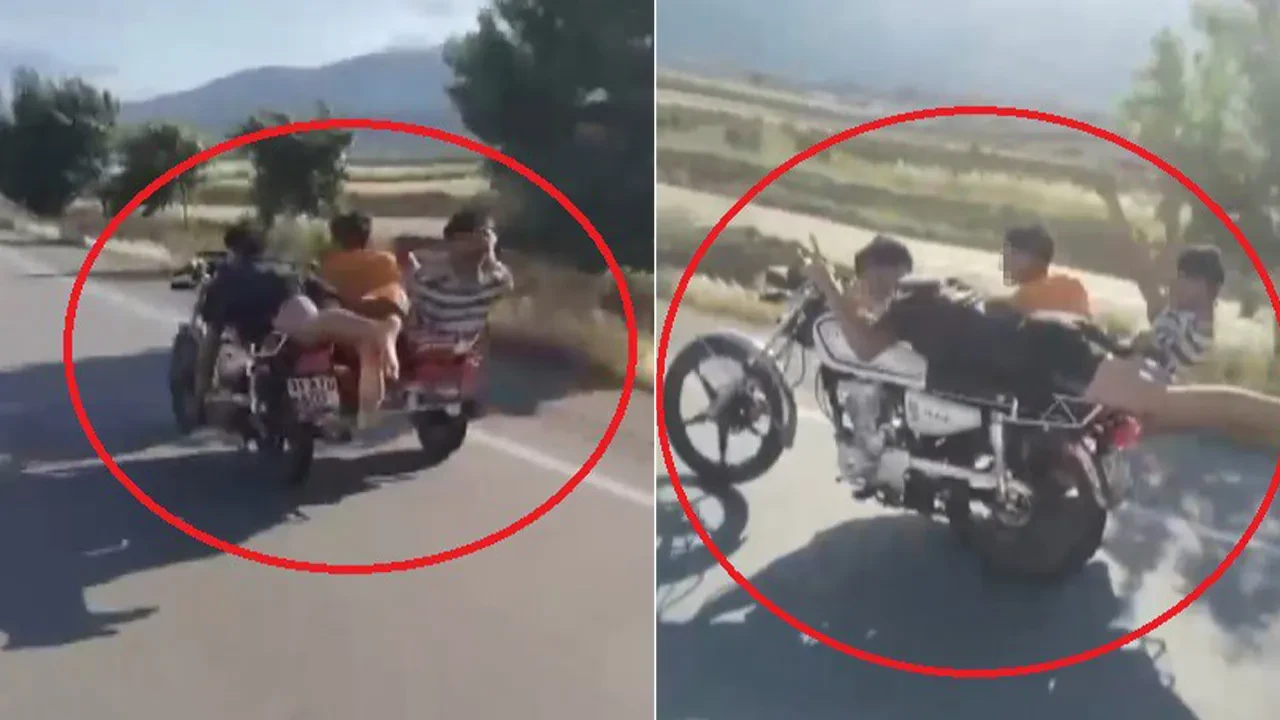 Motosikleti yatarak sürdü, 2 kişinin canını hiçe saydı