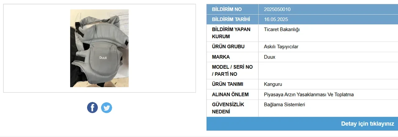 Anne-babalar dikkat! O markanın kanguru modeli yasaklandı: Bebeğiniz yaralanabilir