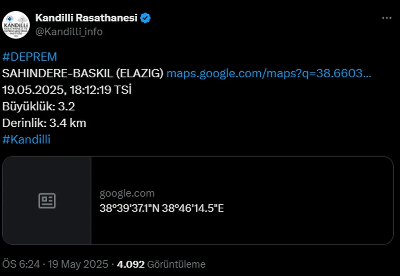 Elazığ'da deprem