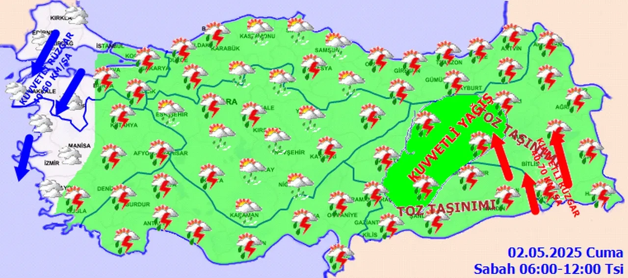 Kuvvetli sağanak, fırtına, toz taşınımı... Meteoroloji 16 ilde sarı alarm verdi! İşte 2 Mayıs 2025 il il hava durumu