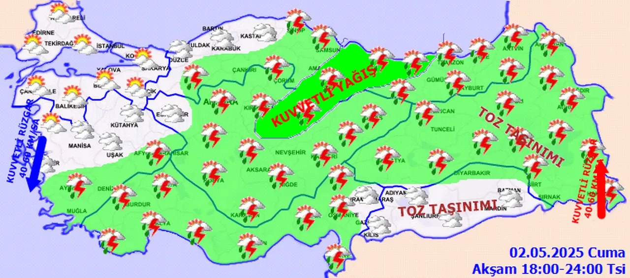 Kuvvetli sağanak, fırtına, toz taşınımı... Meteoroloji 16 ilde sarı alarm verdi! İşte 2 Mayıs 2025 il il hava durumu