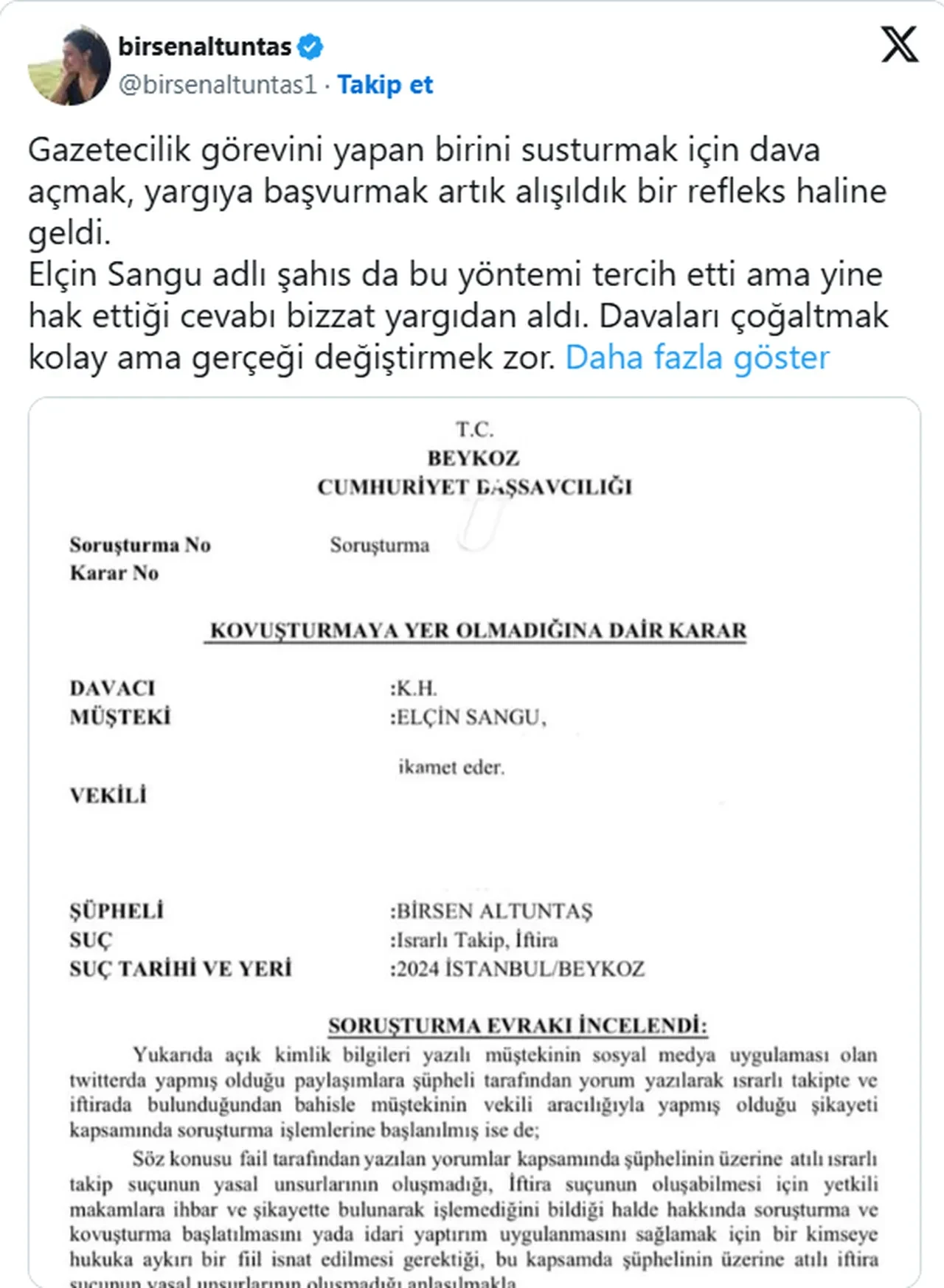 Elçin Sangu ile gazeteci tartışmasında karar çıktı!