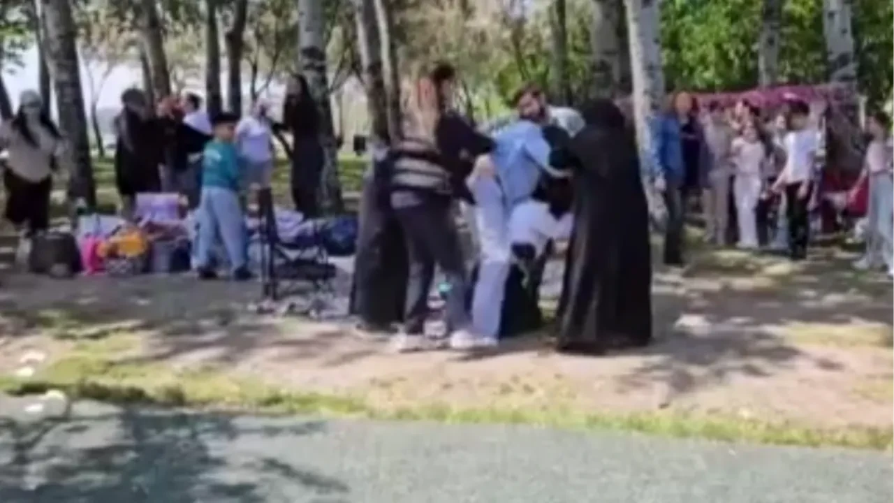 Küfürler havada uçuştu! Kadınların saç saça kavgası kamerada
