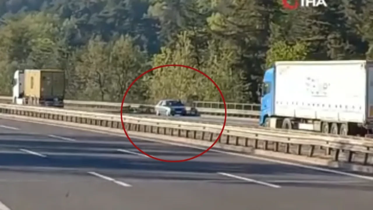 TEM'de tehlikeli anlar! Kilometrelerce ters yönde ilerledi