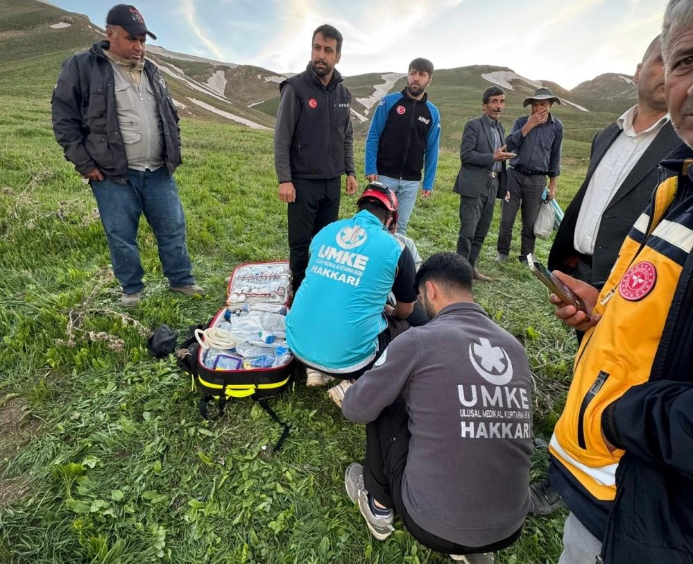 Yüksekova’da ot toplarken bayılan genç için nefes kesen kurtarma operasyonu