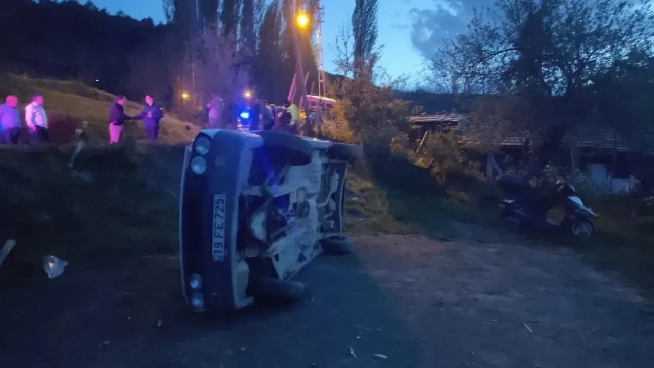Çorum’da otomobil yan yattı 1 kişi yaralandı