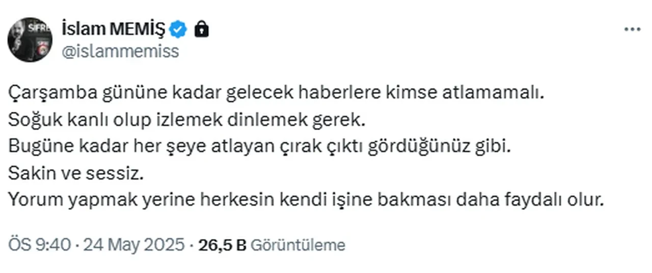 'Çarşamba gününü bekleyin' İslam Memiş'ten yatırımcıya dikkat çeken uyarı