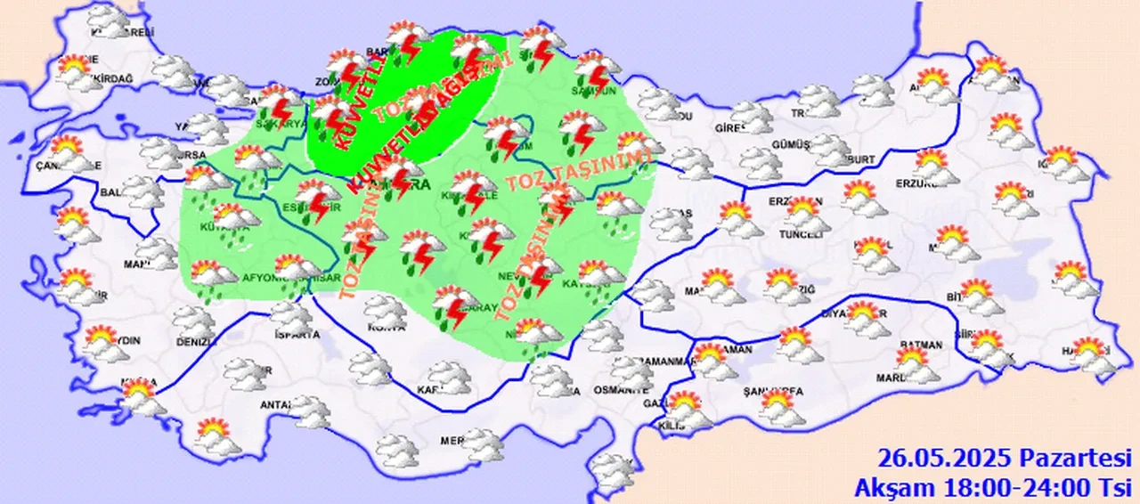 İstanbul, Ankara, İzmir dahil 36 ilde sarı alarm: Kuvvetli sağanak ve fırtına geliyor! İşte 26 Mayıs il il hava durumu