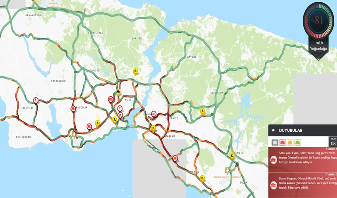 İstanbul'da trafik kilitlendi! Yoğunluk yüzde 81 oldu