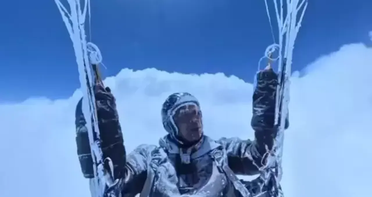 Hava akımı paraşütçüyü sivil hava sahasına sürükledi, donmaktan son anda kurtuldu