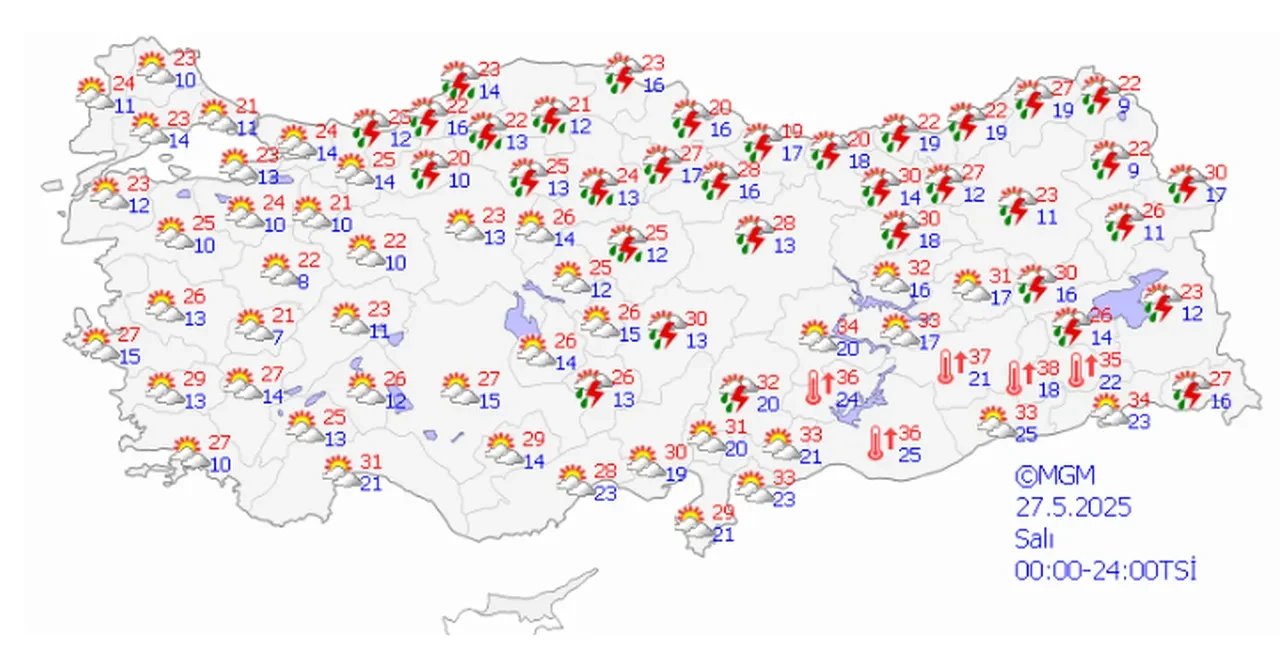 Hava durumu (27 Mayıs) | Meteoroloji 34 il için uyardı! Sağanak yağış devam edecek