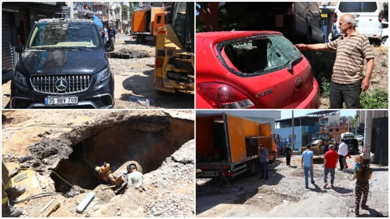 İzmir'de su borusu patladı, ortalık savaş alanına döndü! Hasar büyük
