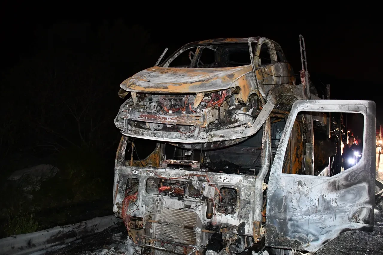 Sıfır araç taşıyan tırda yangın: Otomobiller küle döndü