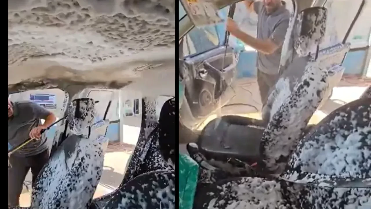 Araba böyle yıkanır mı? 