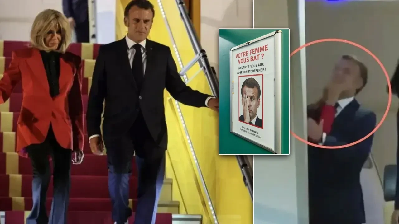 Eşinden tokat yiyen Fransız lider Macron