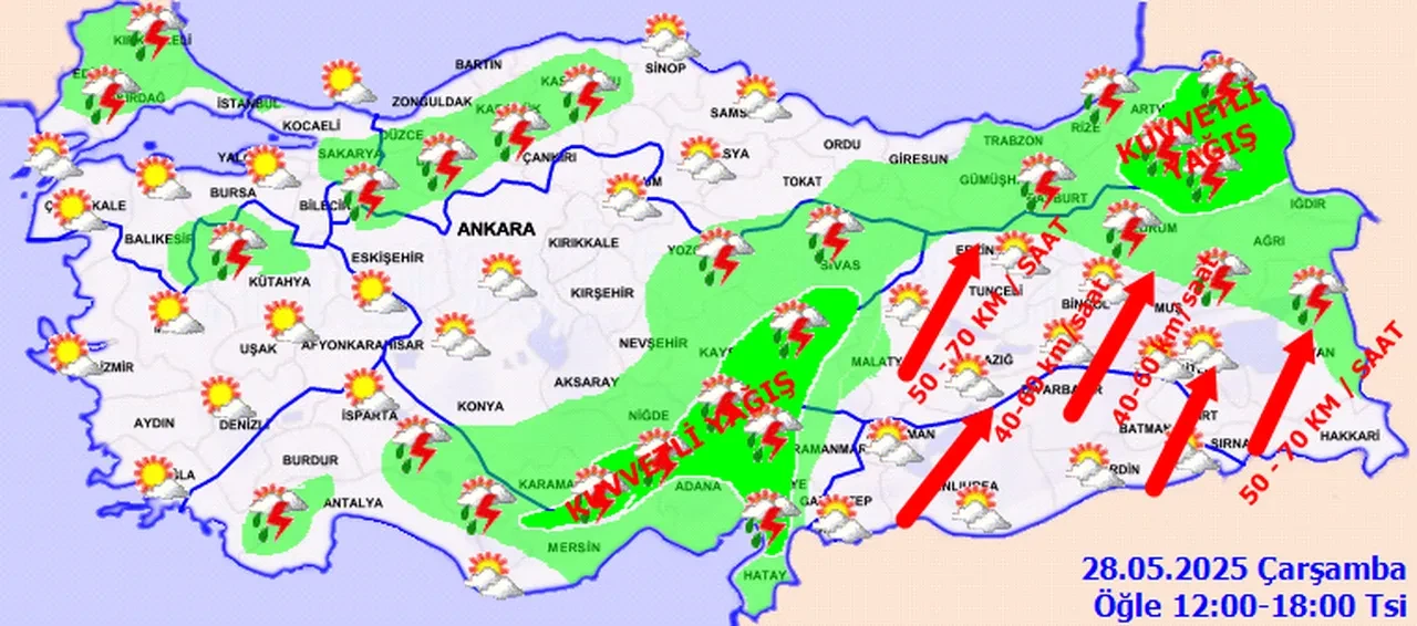 Meteoroloji'den 11 il için sarı kodlu uyarı: Kuvvetli sağanak ve fırtına geliyor! İşte 28 Mayıs il il hava durumu