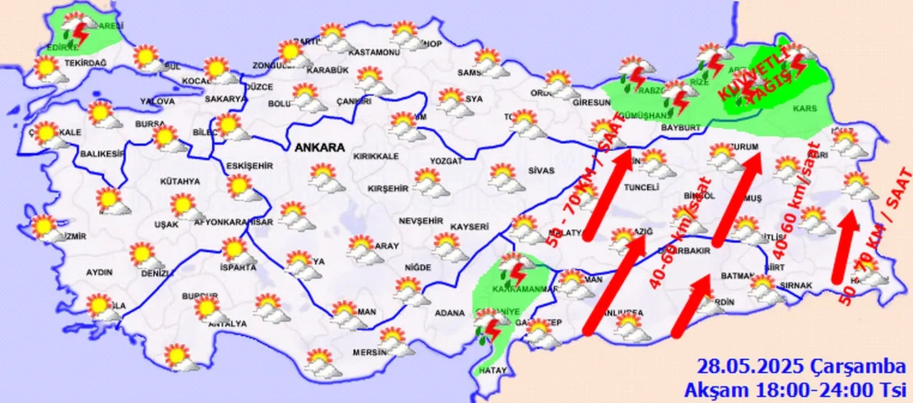 Meteoroloji'den 11 il için sarı kodlu uyarı: Kuvvetli sağanak ve fırtına geliyor! İşte 28 Mayıs il il hava durumu