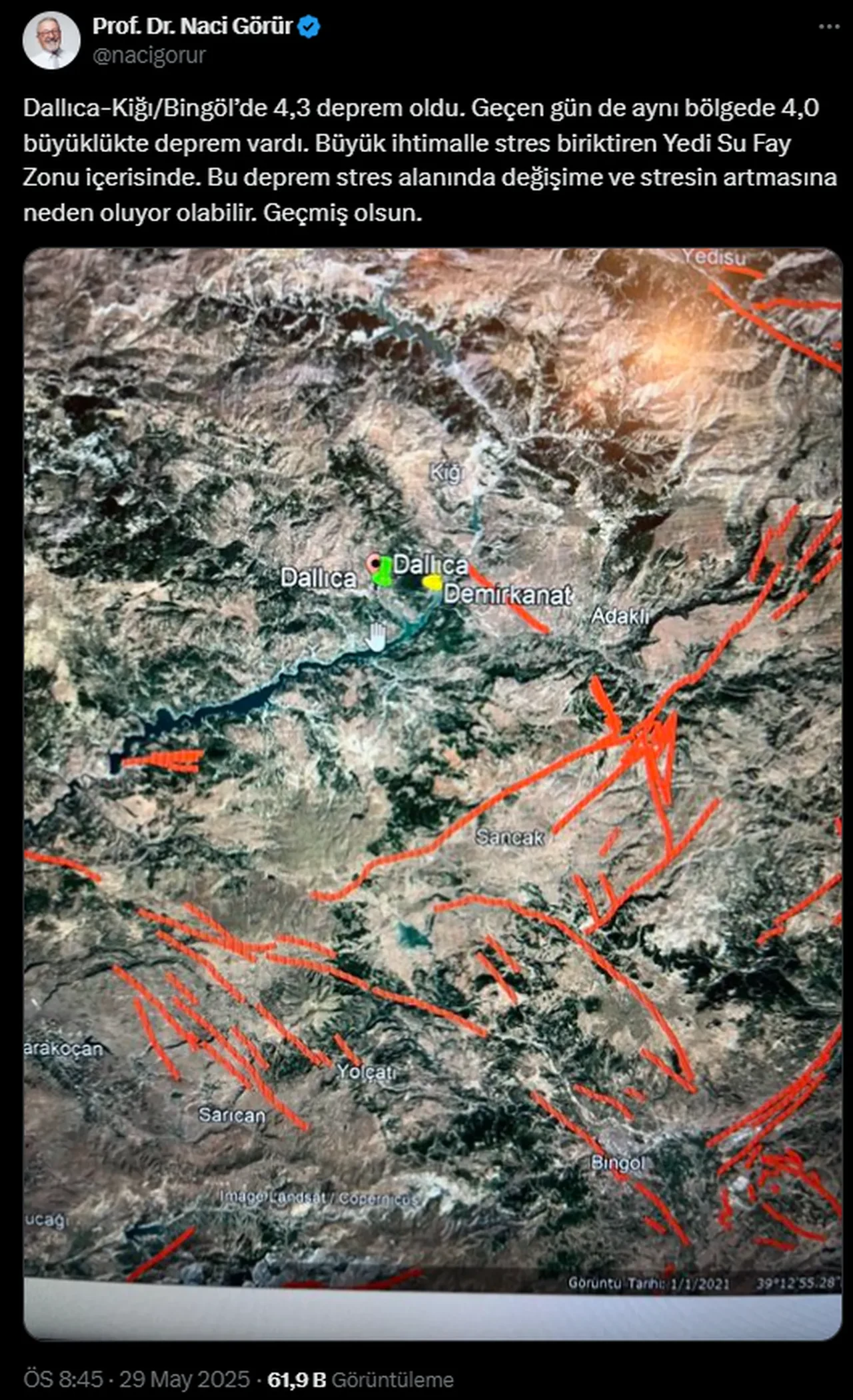Bingöl'deki 4.3'lük deprem ne anlama geliyor? Naci Görür'den 'Stres artıyor' uyarısı