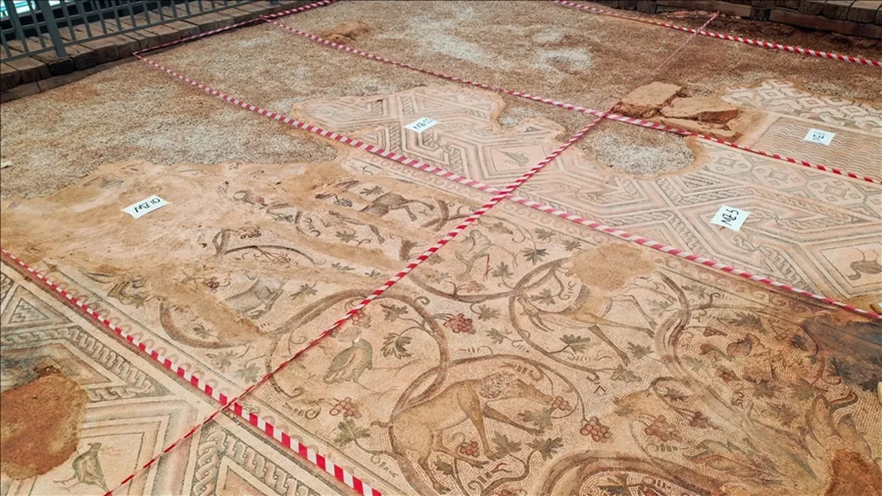 1500 yıllık mozaikte titiz çalışma! Neredeyse 130 metrekare