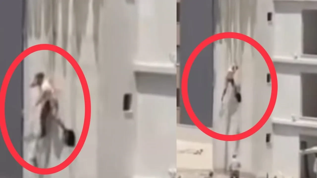 Ölümle burun buruna! Halat koptu işçi havada asılı kaldı