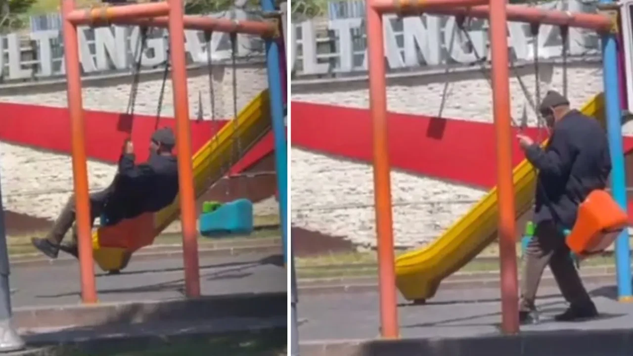 Çocuk parkında duygusal anlar! Yaşlı adam çocukluk günlerine döndü 