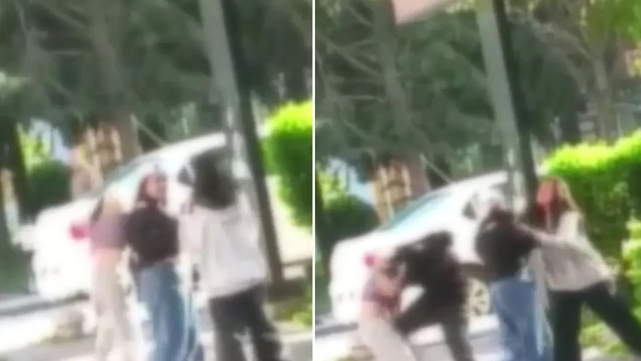 Kızlar sokak ortasında saç saça birbirine girdi