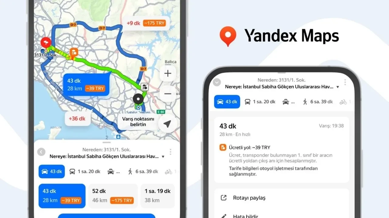 Yandex Maps yol ücretlerini göstermeye başladı