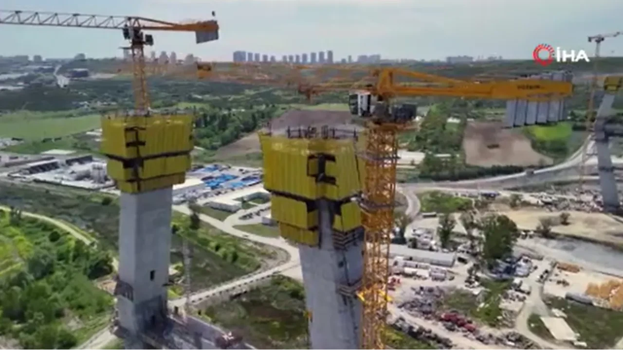 Kanal İstanbul'da ilk köprünün ayakları 100 metreye ulaştı