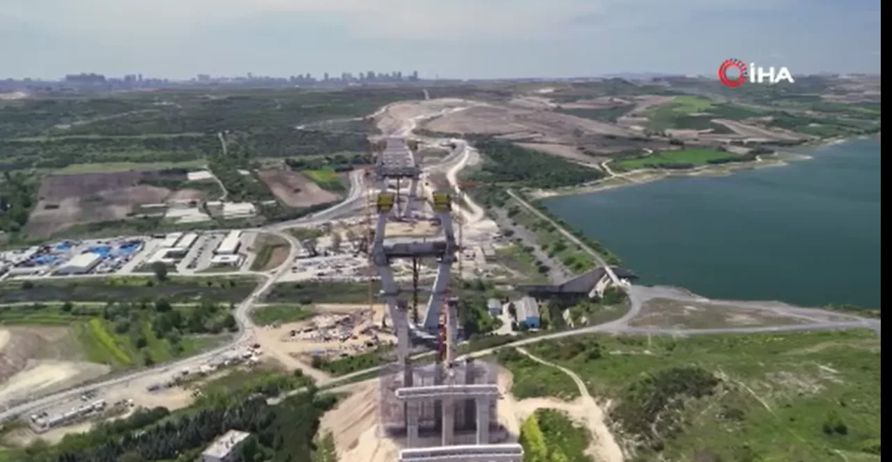 Kanal İstanbul'da ilk köprünün ayakları 100 metreye ulaştı