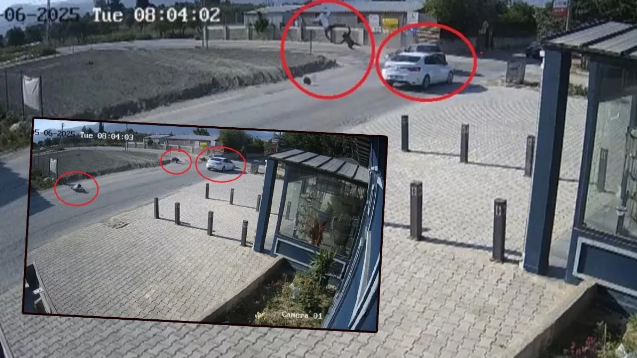 Feci kaza kamerada! Metrelerce havaya savruldular