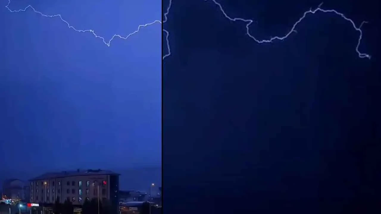 Karabük'te şimşekler görsel şölen oluşturdu