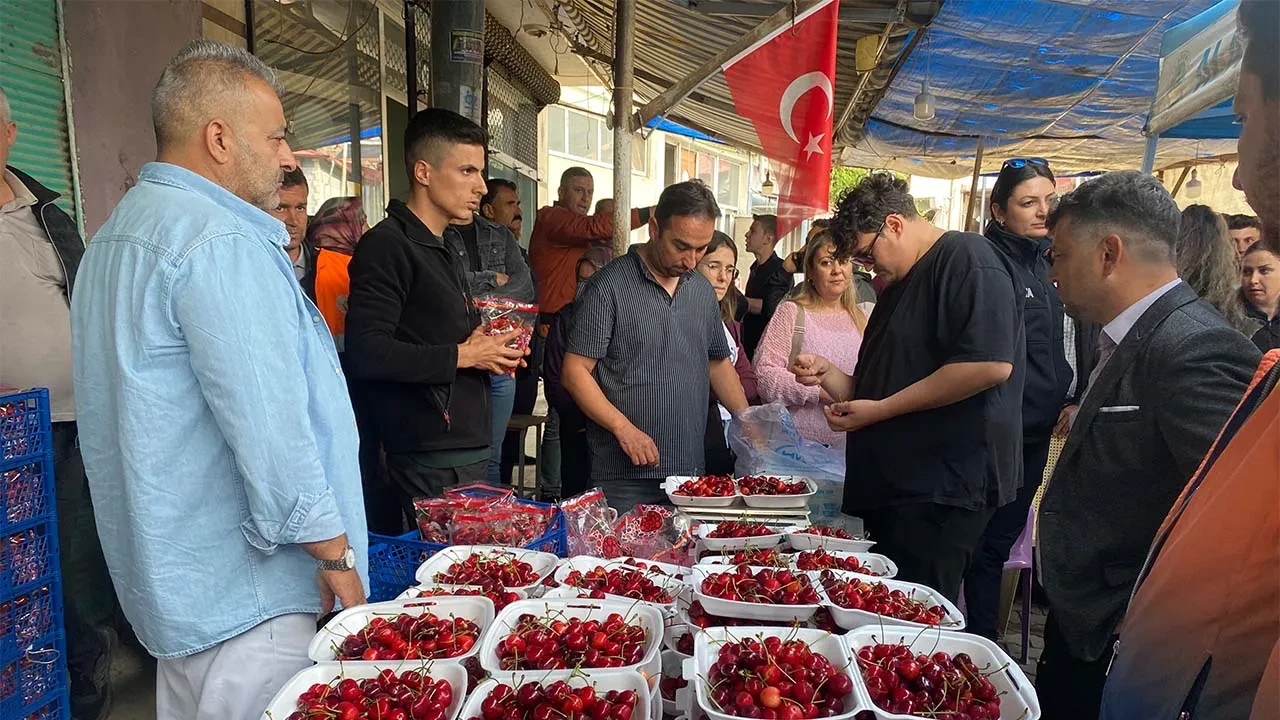 Altın kazanmak için canla başla yarıştılar! 10 dakikada 2,5 kilo kiraz yedi