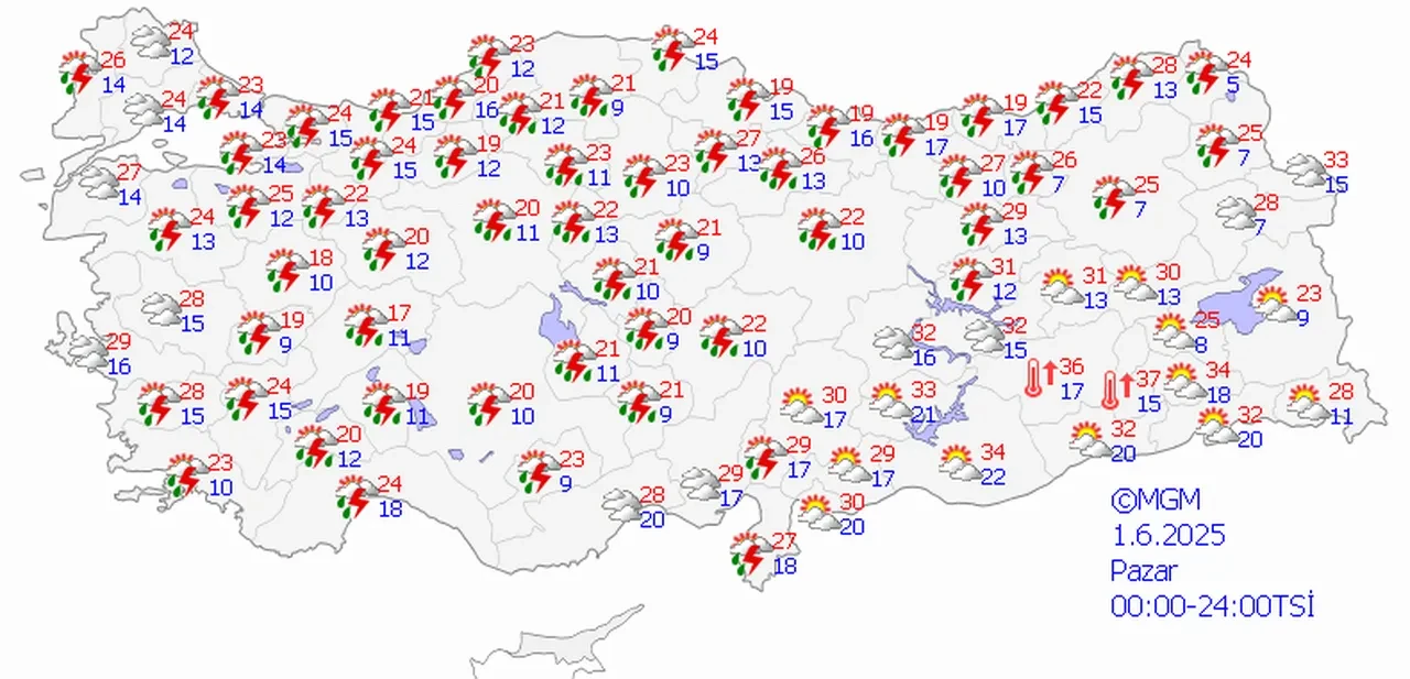 Hava durumu (1 Haziran) | Meteoroloji 7 ili sarı kodla uyardı! Sağanak yağış kuvvetli geliyor!