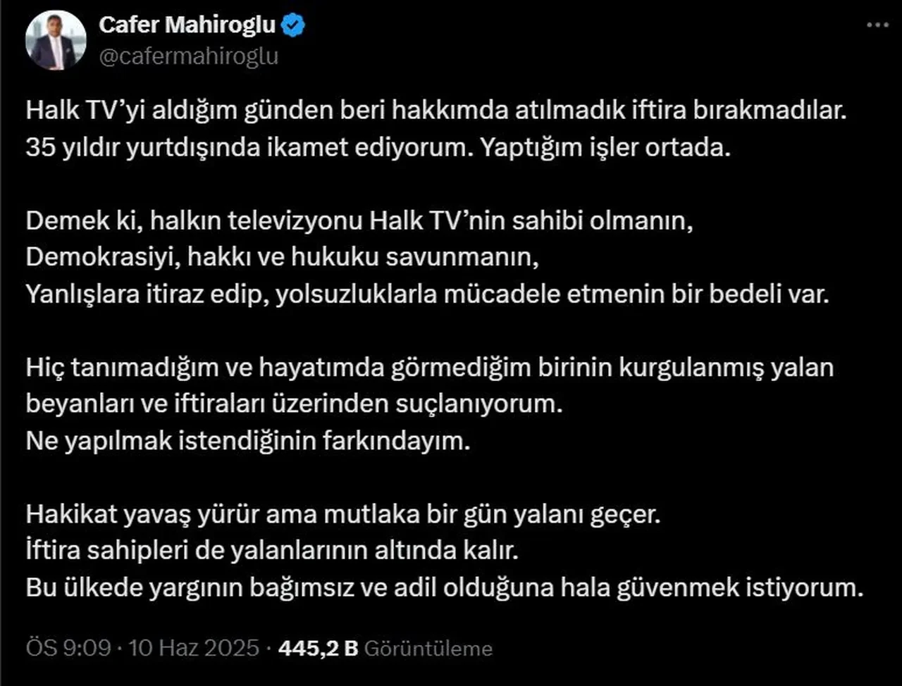 Halk TV sahibi Cafer Mahiroğlu hakkında yakalama kararı