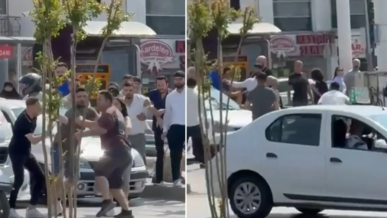 Sürücüler yumruk yumruğa kavga etti! Bursa'da boks ringlerini aratmayan görüntü