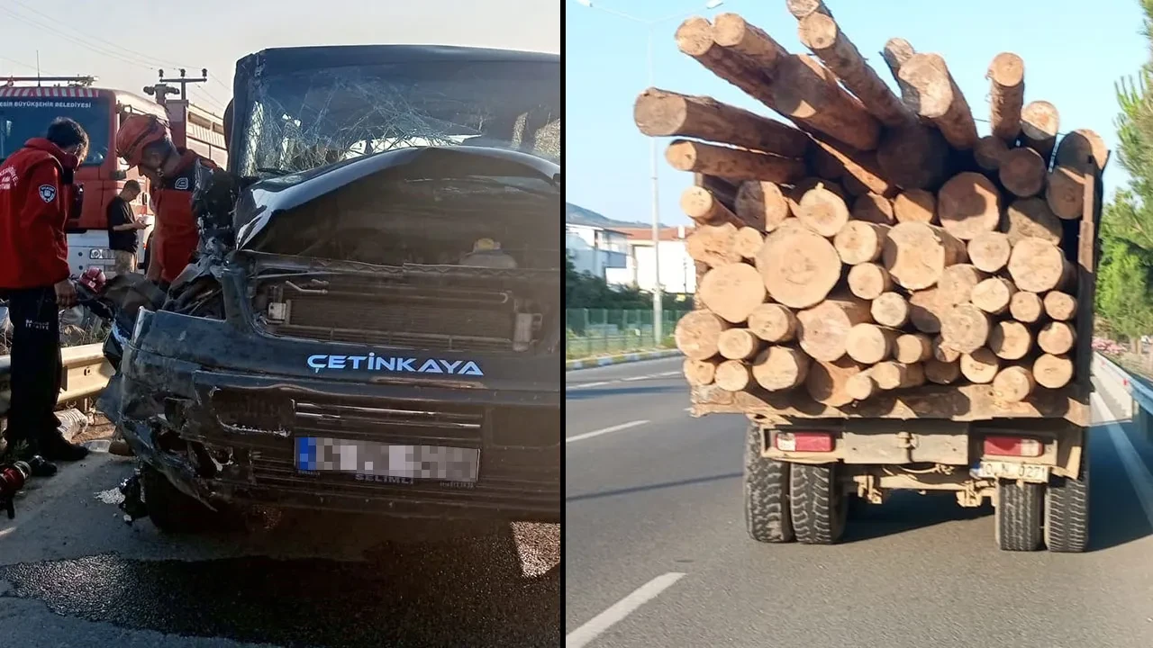Balıkesir'de minibüs ile kamyon çarpıştı: 1'i ağır 6 yaralı