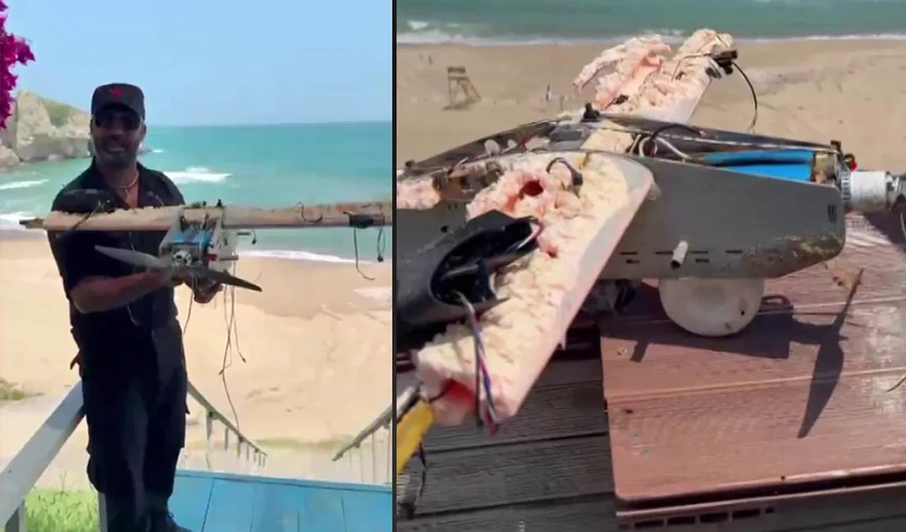 Sahildeki vatandaşlar fark etti! Kamikaze dronuna benzer cisim paniğe neden oldu
