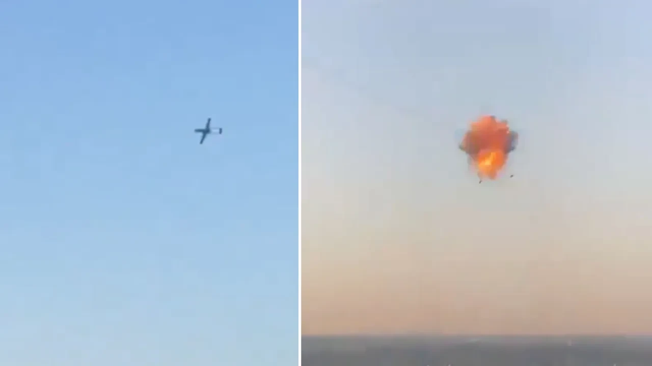 Ukrayna dronu Rusya üzerinde imha edildi! O anlar anbean kameralara yansıdı