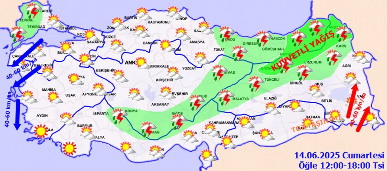 Meteoroloji'den gök gürültülü sağanak uyarısı! Alarm verildi! İşte 14 Haziran 2025 il il hava durumu...