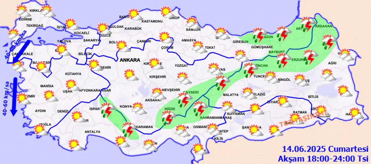 Meteoroloji'den gök gürültülü sağanak uyarısı! Alarm verildi! İşte 14 Haziran 2025 il il hava durumu...