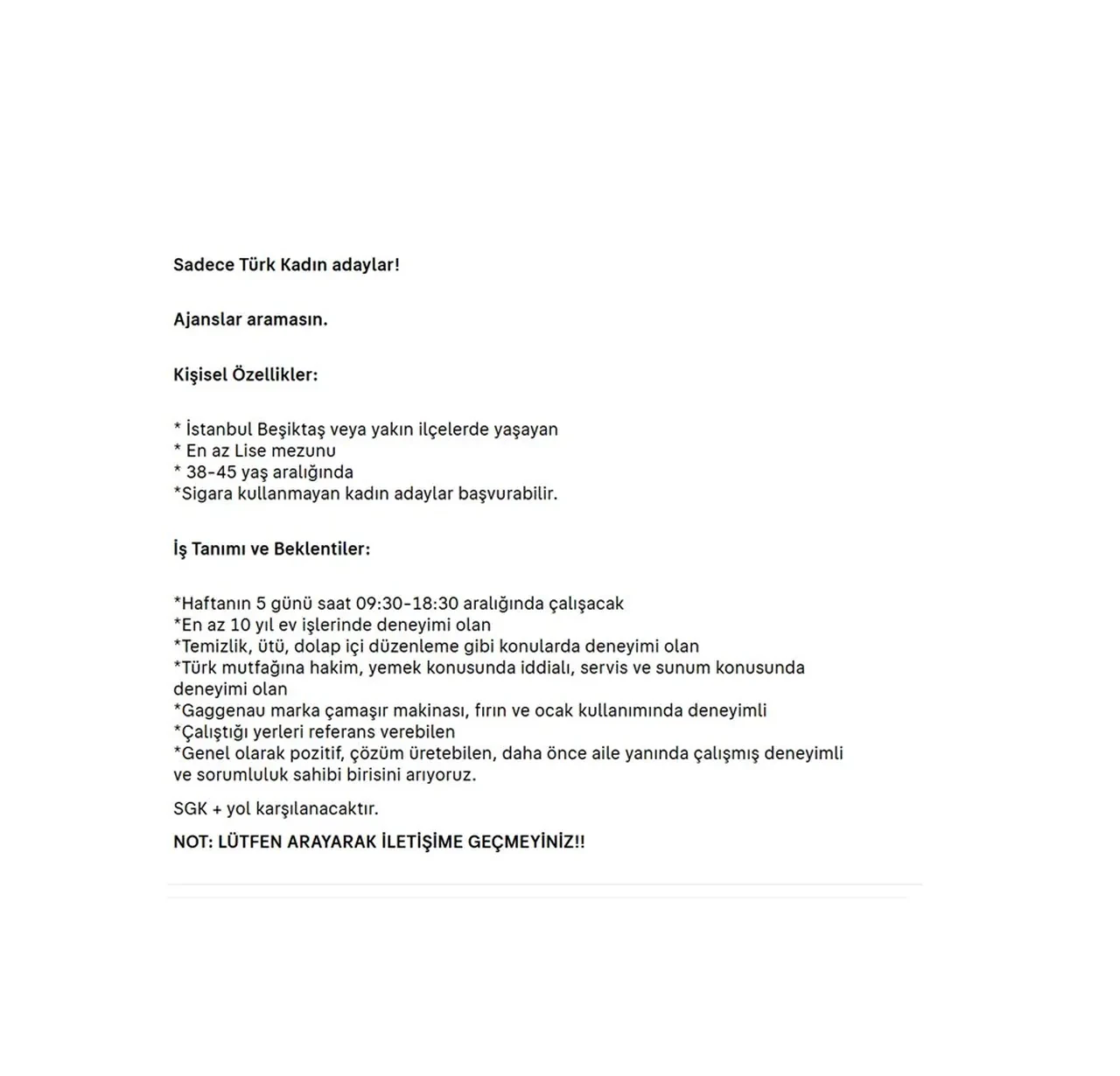 Aylık 90 bin TL maaşa hizmetçi ilanı! Şartları görenler şoke oldu