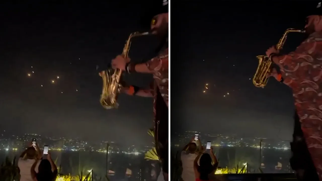 Füze yağmuru Lübnan'dan görüldü! Gece kulübündekiler aldırış etmeden eğlendi
