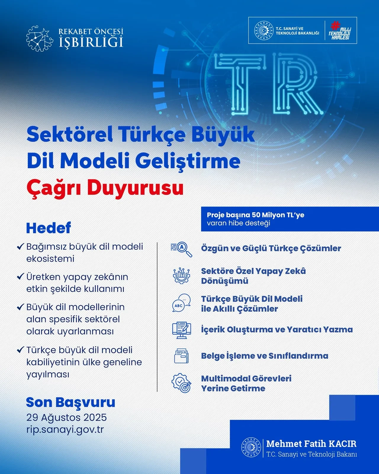 Bakanlık dev hibe programını başlattı: Proje başına 50 milyon TL verilecek